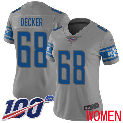 Detroit Lions Limited Gray Women Taylor Decker Jersey NFL Football #68 100th Season Inverted Legend